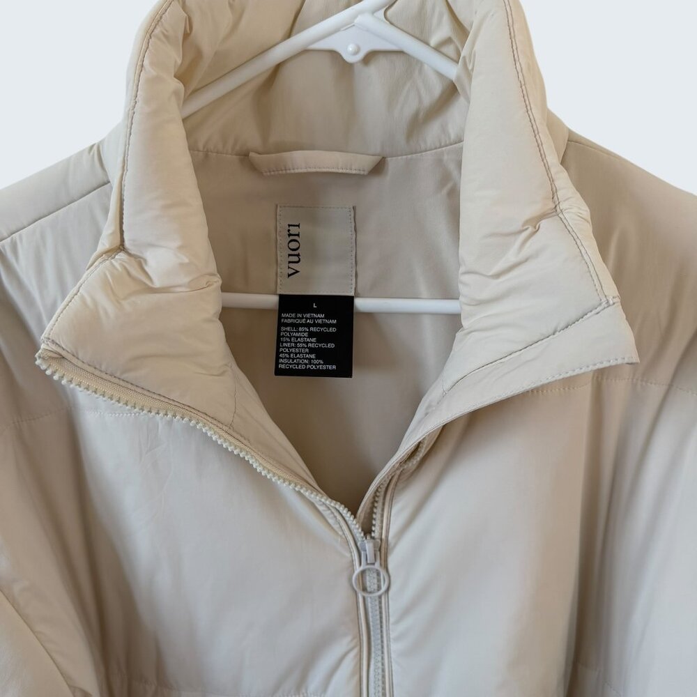 Vuori Jacket L | Cream Lightweight Puffer Jacket | Insulated Athletic Coat | - Picture 3 of 3